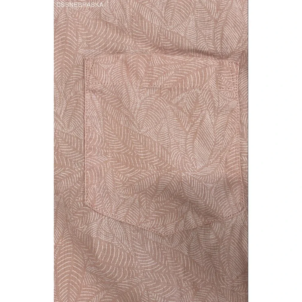 J.Crew Men's Pink Leaf Print Short Sleeve Linen Cotton Button Down Shirt Sz XL